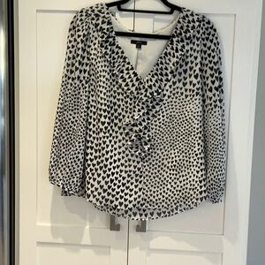 Black and White Heart Print Blouse